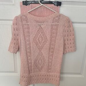 Leslie Fay Pink Knit Sweater set